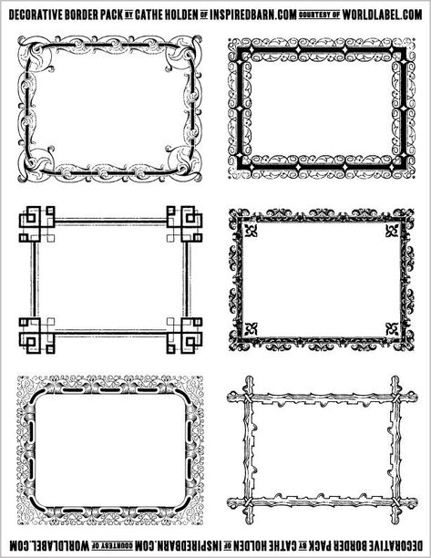 Free Decorative Border Pack Graphics By Cathe Holden | Free printable labels & templates, label design @WorldLabel blog! Picture Borders Frames Free Printable, Printable Frames And Borders Templates, Free Picture Frames, Cathe Holden, Calligraphy Borders, Labels Printables Free Templates, Labels Printables, Printable Label Templates, Printable Border