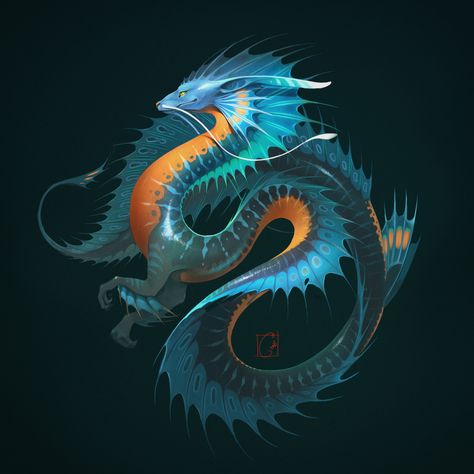 ArtStation - Blue water dragon, Alexandra GaudiBuendia Khitrova Water Dragon, Blue Dragon, Blue Water, I Hope, Deviantart, Water, Blue, Black, Art