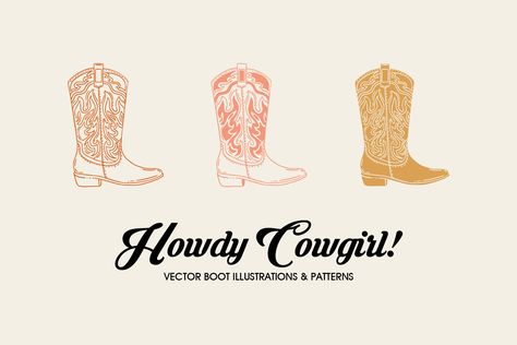 Howdy Cowgirl - Vector Illustrations by Happy Girl Studios on @creativemarket Cowgirl Branding, Happy Girl, Vector Illustrations, Illustration Design, Vector Illustration, Branding, Illustrations, Pattern, Design