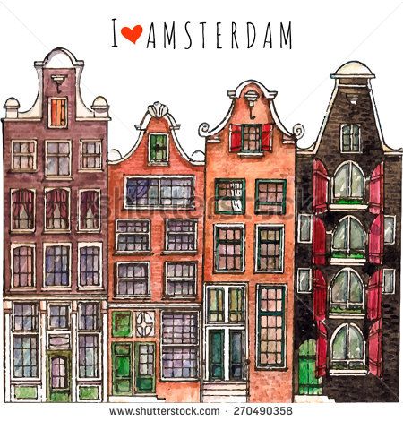 Cookies Around The World, Watercolor Travel, Amsterdam Houses, Travel Art Journal, Watercolor City, Brand Pattern, I Amsterdam, Poster City, Sketch Pad