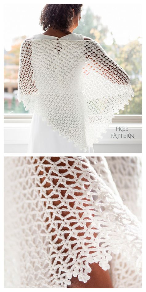 Bridal Shawl Free Crochet Patterns - DIY Magazine Crochet Bridal Shawl, Bridal Shawl Crochet, Bride Crochet, Wedding Crochet Patterns, Crochet Thread Patterns, Crochet Prayer Shawls, Crochet Shawl Free, Crochet Shawl Pattern, Crochet Lace Shawl