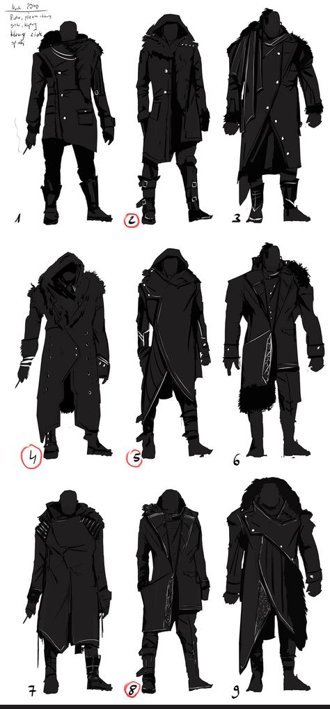 Mateusz Michalski - Futuristic winter coat Sci Fi Trench Coat, Winter Coat Drawing Reference, Sci Fi Clothing Design, Winter Outfits Character Design, Futuristic Jacket Design, Assassin Outfit Design, Coat Concept Art, Dnd Winter Clothes, Winter Outfits Drawing