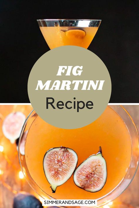 Classic vodka martini infused with homemade fig syrup and vanilla. Fig And Thyme Cocktail, Fig Martini, Easy Vodka Cocktail, Martini Recipes Easy, Fig Syrup, Pear Martini, Vodka Cocktails Easy, Gin Recipes, Fall Menu