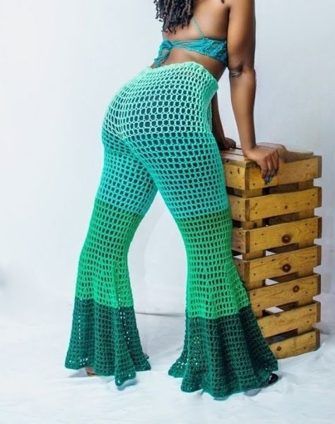 7 Bell Bottoms Free Crochet Patterns - Crocht Crochet Jumpsuit Pattern Free, Crochet Bottoms Pattern Free, Crochet Bell Bottoms, Jumpsuit Pattern Free, Crochet Bottoms Pattern, Crochet Boots Pattern, Crochet Pants Pattern, Pants Pattern Free, Boots Pattern