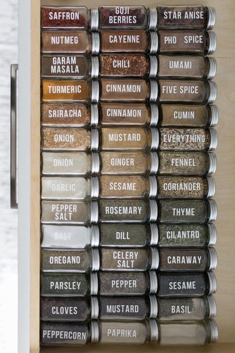 Spice Tray, Pantry Organization Ideas, Neat Method, Pantry Organisation, Desain Pantry, Kabinet Dapur, Spice Drawer, House Organisation, Kitchen Organization Pantry