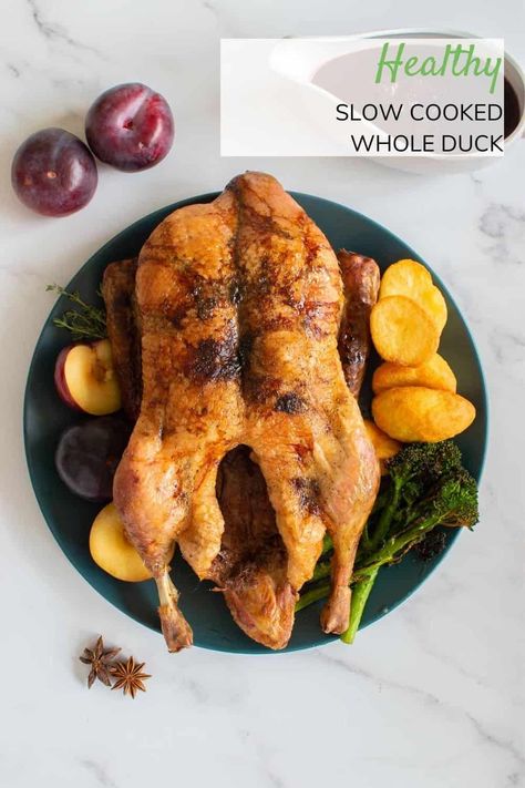 Slow Cooker Duck, Whole Duck Recipes, Slow Cooker Red Cabbage, Slow Cooker Roast, Roast Duck, Slow Roast, Duck Recipes, Mashed Sweet Potatoes, Game Food