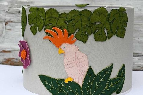 Ikea Lamp Hack, Make A Lampshade, Decorate Lampshade, Ikea Lamp, Tropical Boho, Kids Room Paint, Anthropologie Style, Paper Lampshade, Felt Applique