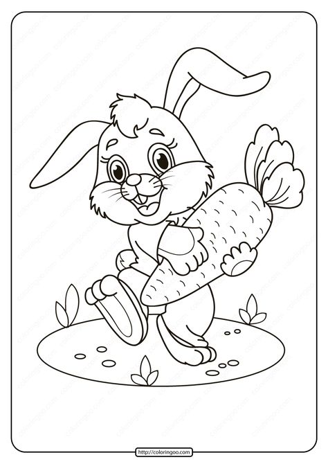 Free printable Rabbit with carrot pdf coloring pages and books for kids of all ages. #free #printable #rabbit #carrot #coloring #drawing #coloringpage #outline Easter Coloring Pictures, Easter Coloring Sheets, Bunny Coloring, Easter Bunny Colouring, Easter Coloring Book, Rabbit Colors, Bunny Coloring Pages, Easter Printables Free, Fairy Coloring Pages