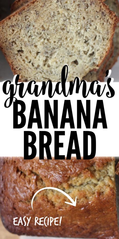 Old Fashion Banana Nut Bread Recipe, Southern Banana Nut Bread, Banana Bread Recipe Grandma, Old Fashion Banana Bread Recipes, Banana Bread Recipe Old Fashion, Old Banana Bread Recipes, Grandma's Banana Bread, Old Fashioned Banana Nut Bread, Banana Bread Old Fashioned