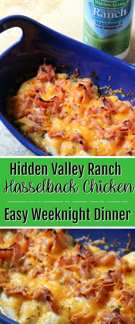 Hidden Valley Ranch Hasselback Chicken | SensiblySara.com Hidden Valley Ranch Chicken, Hidden Valley Ranch Recipes, Hidden Valley Recipes, Ranch Recipes, Hasselback Chicken, Ranch Chicken Recipes, Chicken Dishes Easy, Family Dishes, Hidden Valley Ranch