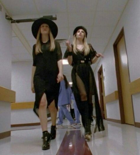 Zoe & Madison: "Head". Ahs Coven, Horror Story, Coven, American Horror, American Horror Story, Walking, Hats, Dresses, Black