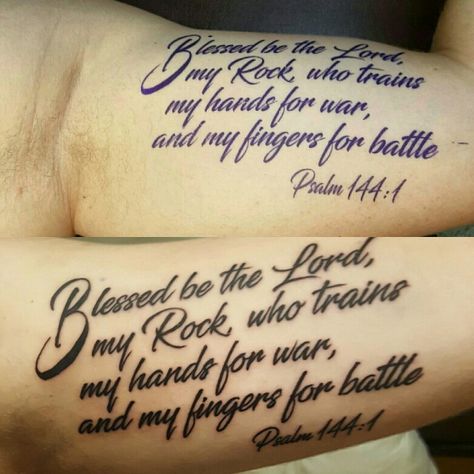 Psalm 144 #tattoos #ink  #military #tattoo #inkistheropy #blackandwhite #lord #psalm #script #Bible Psalm Tattoo, Bible Quote Tattoos, Family Quotes Tattoos, Forearm Tattoo Quotes, Military Tattoo, Tattoo Quotes For Men, Bible Tattoos, Bible Verse Tattoos, Verse Tattoos