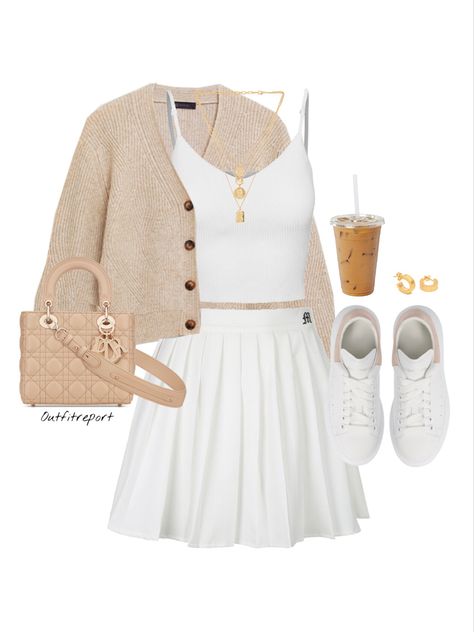 http://liketk.it/3crL3 #tennisskirt #skirt #whiteoutfit #whiteinspo #cardiganoutfit#cardigan Causual Outfits, Swaggy Outfits, Looks Chic, Kpop Fashion Outfits, Tennis Skirt, Teenage Fashion Outfits, Swag Outfits, Kpop Outfits, Wish List