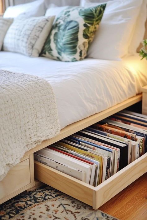 "Maximize your space with under-bed storage solutions! 🛏️📦 Perfect for keeping your bedroom organized and clutter-free. 🌟✨ #UnderBedStorage #SpaceSaving #BedroomOrganization" Shelves Around Bed, Under Bed Storage Ideas, Ikea Dresser, Underbed Storage, Small Space Solutions, Under Bed, Under Bed Storage, Maximize Space, Organization Bedroom