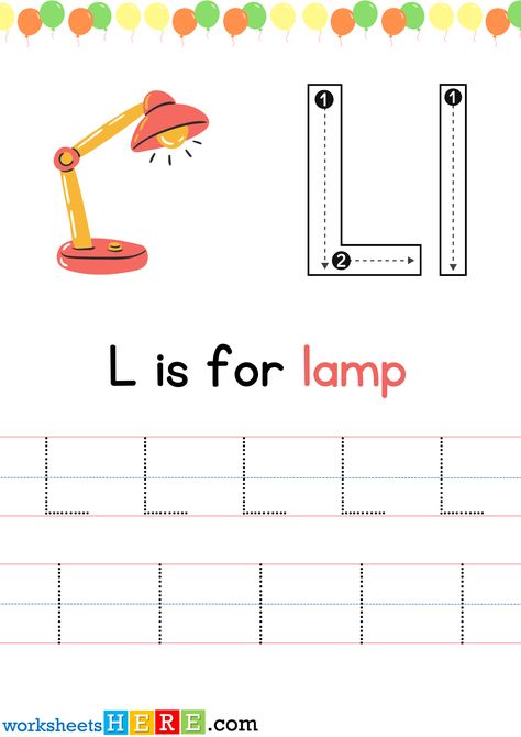 Tracing Letter L Uppercase and Lowercase PDF Worksheet For Kindergarten - WorksheetsHere.com Letter L Worksheets For Kindergarten, Letter L Worksheets For Preschoolers, L Worksheets Preschool, Kindergarten Tables, Letter L Worksheets, Worksheet For Kindergarten, Words List, Tracing Worksheets Preschool, Worksheets Preschool