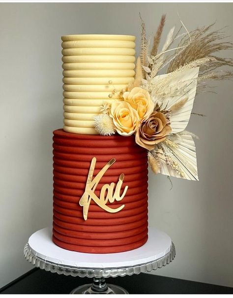 Red And Yellow Cake, Elegant Cake Design, Artist Cake, 60 Birthday, Buttercream Cake Decorating, Elegant Birthday Cakes, Gateaux Cake, Beautiful Birthday Cakes, Creative Birthday Cakes