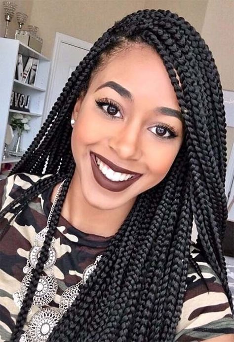 61 Badass Box Braids to Inspire in 2022 - Glowsly Medium Box Braids Hairstyles, Messy Ponytails, Box Braid Hairstyles, Braids Styling, Large Box Braids, Small Box Braids, Individual Braids, Medium Box Braids, Blonde Box Braids