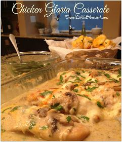 Gloria Chicken, Chicken Gloria Recipe, Chicken Gloria Casserole, Chicken Gloria, Chicken And Mushroom Casserole, Easy Chicken Casserole, Chicken Casserole Recipes, Easy Chicken Casserole Recipes, Mushroom Casserole