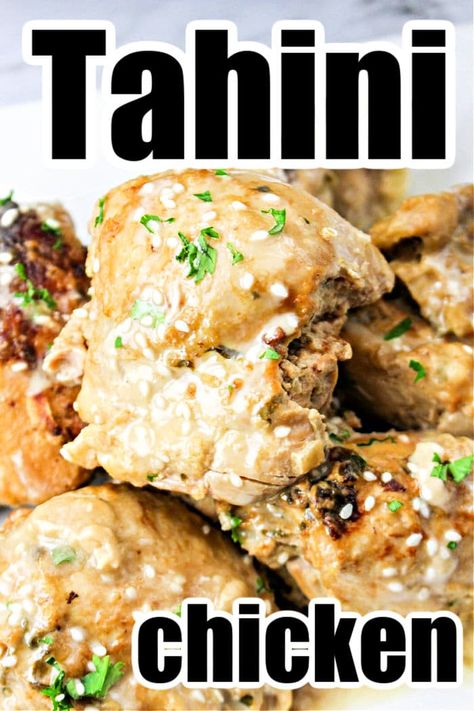 Tahini chicken is great made in an Instant Pot, Ninja Foodi or any other pressure cooker. This sesame seed sauce is packed with flavor. #tahini #tahinichicken Chicken With Tahini Sauce, Tahini Chicken Recipe, Chicken Tahini, Tahini Recipes, Tahini Chicken, Tahini Recipe, Recipes Instant Pot, Leftover Chicken Recipes, Sesame Seed