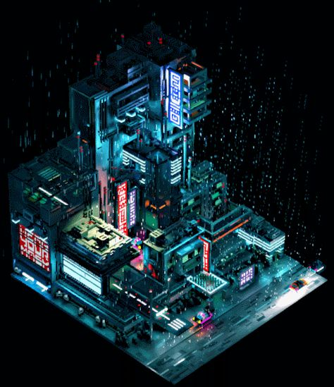 Sir Carma on Behance Cyberpunk Voxel Art, Voxel Art Cyberpunk, Frostpunk Art, Cyberpunk Isometric, Low Poly Cyberpunk, Magicavoxel Art, City Miniature, Animation Scene, Jhin League Of Legends