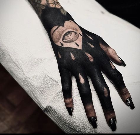 Black Fingers Tattoo, Left Right Tattoo, Black Finger Tattoo, Black Out Arm Tattoo, Blackwork Hand Tattoo, Full Hand Tattoos, Tattoo Art Ideas, Hand Tattoo Cover Up, Black Ink Tattoo