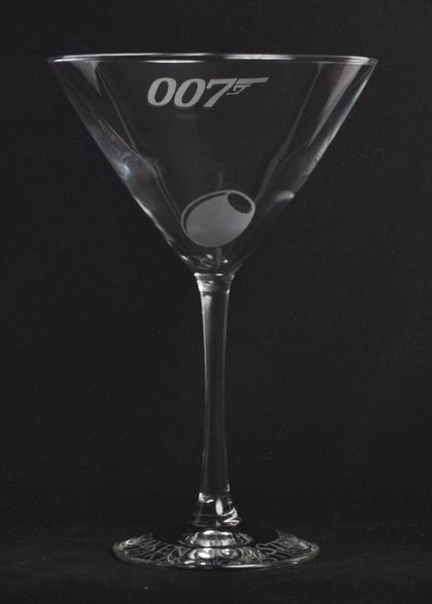 Etched 007 James bond martini glass!!! James Bond Gala Theme, 007 James Bond Logo, James Bond Martini, James Bond Aesthetic, 007 Aesthetic, James Bond Images, 007 Logo, 007 Casino Royale, James Bond Party