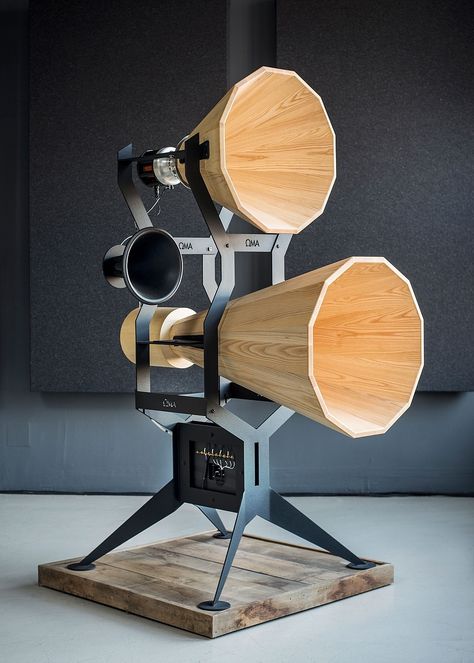 oma-imperia-horn-series-gessato-4 Architecture 101, Konst Designs, Wooden Speakers, Horn Speakers, Speaker Box Design, Diy Speakers, Audio Design, Hi-fi, Speaker Design