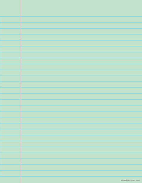 Printable Green Wide Ruled Notebook Paper for Letter Paper. Download it at https://museprintables.com/download/paper/green-wide-ruled-notebook-paper-letter/ Colored Notebook Paper, Green Lined Paper, Png Notebook, Goodnotes Paper, Paper For Letter, Lined Notebook Paper, Wide Ruled Notebook, Notebook Paper Template, Green Png