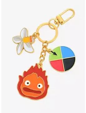 Studio Ghibli Howl’s Moving Castle Calcifer Multi-Charm Keychain - BoxLunch Exclusive, Howls Moving Castle Items, Shrinkidink Ideas, Ghiblicore Outfits, Ghibli Keychain, Ghibli House, My Neighbor Totoro Characters, Ghibli Stickers, Totoro Umbrella, Howl's Moving Castle Calcifer