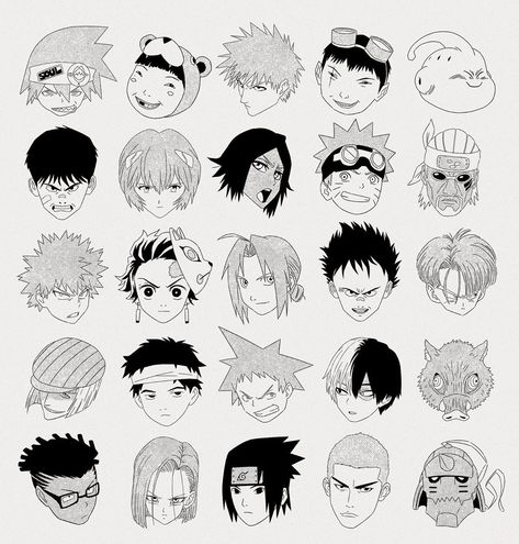 Mau Lencinas on Instagram: “Some anime character heads. Can you recognize all of them? 👹✌🏻 #design #art #illustration #tattooinspiration” Anime Characters With Tattoos, Anime Character Tattoo, Characters With Tattoos, Mau Lencinas, Tokyo Ghoul Tattoo, Ghoul Tattoo, Tattoo Flash Art, Flash Art, Naruto Art