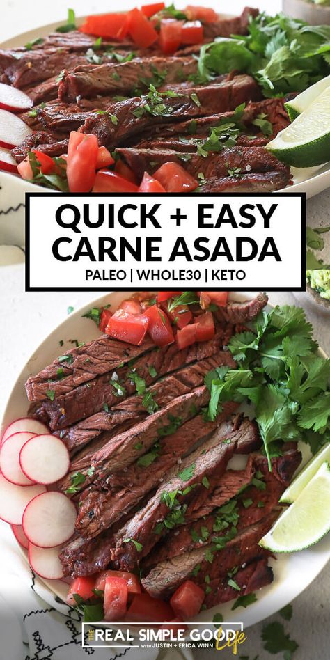 Asada Recipes, Easy Carne Asada, Tacos Salad, Mexican Keto, Carne Asada Recipe, Keto Tacos, Simple Marinade, Carne Asada Recipes, Asada Tacos