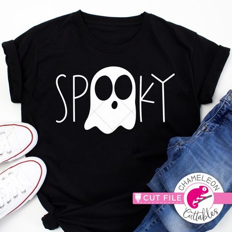 Spooky Ghost Halloween svg png dxf eps jpeg SVG DXF PNG Cutting File Skeleton Cricut Shirt, Free Halloween Svg Files For Cricut, Halloween Cricut Shirts, Cricut Halloween Shirt, Halloween T Shirt Ideas, Halloween Shirt Designs, Cricut Clothing, Cute Halloween Shirts, Halloween Sweaters