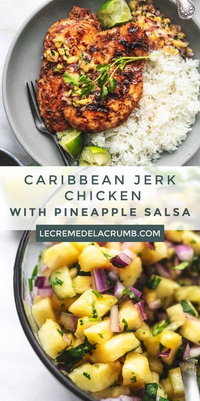 Jerk Chicken With Pineapple Salsa, Jerk Chicken With Pineapple, Chicken With Pineapple Salsa, Pollo Tropical, Chicken And Pineapple, Chicken With Pineapple, Spicy Pineapple, Caribbean Jerk Chicken, Pineapple Salsa