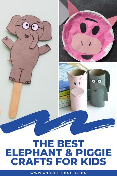 Elephant and Piggie crafts for kids inspired by Mo Willems' popular book series Elephant And Piggie Crafts, Elephant Headband Craft, Elephant Headband, Mo Willems Author Study, Piggie And Elephant, Elephant And Piggie, Preschool Color Activities, Elephant Crafts, Headband Crafts