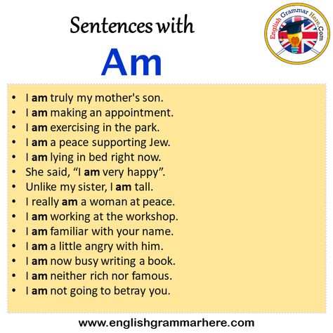 Sentences with Am, Am in a Sentence in English, Sentences For Am I Am Sleepy, I Am An Engineer, Learning Grammar, Retired Nurse, English Spoken, English Language Learning Grammar, I Am Angry, English Sentences, A Sentence