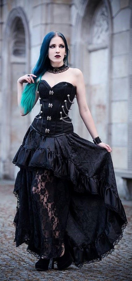 Daedra Steampunk Prom Dress, Punk Prom, Goth Prom Dress, Black Lace Prom Dress, Gothic Mode, Fall Fashion Skirts, Steampunk Dress, Punk Dress, Gaun Fashion