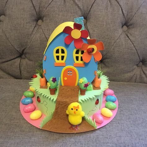 Handmade Easter Bonnet Hat 'nesting Place' Easter Egg Competition Ideas, Easter Bonnet Ideas, Easter Bonnets For Boys, Easter Bonnet Hat, Girls Easter Bonnet, Easter Bonnet Competition, Handmade Cards For Friends, Easter Hat Parade, Easter Bonnets