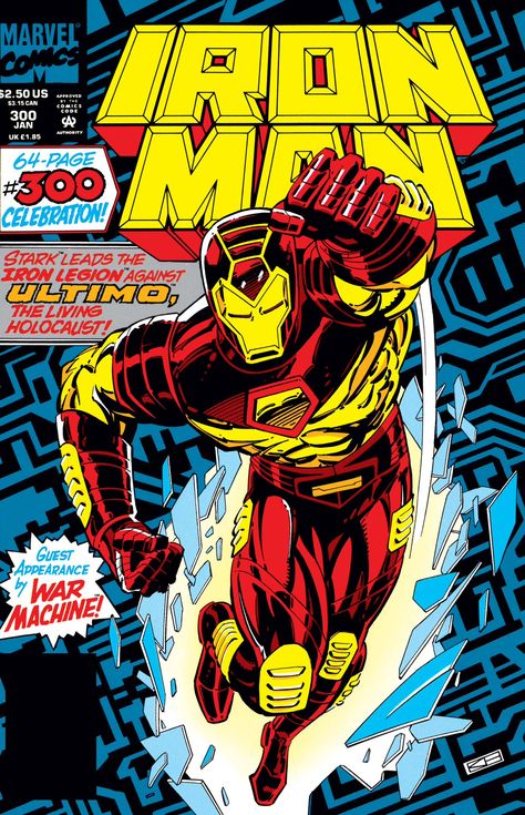 Classic Year One Marvel Comics on Twitter: "Iron Man #300-302 cover dated January to March 1994.… " Iron Man Comic Cover, Iron Man Comic Books, Iron Man Comic, Marvel Comics Covers, Iron Man Art, Comic Book Collection, Iron Man Armor, Comic Poster, Marvel Comic Universe