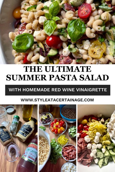 Discover the ultimate recipe for a delightful pasta salad featuring a homemade red wine vinaigrette! This crowd-pleasing dish combines perfectly cooked pasta with a medley of fresh and flavorful vegetables. The tangy and zesty homemade red wine vinaigrette adds a burst of flavor that will leave you craving for more. Perfect for potlucks, picnics, or as a refreshing side dish, this summer favorite is sure to impress. Enjoy the mouthwatering goodness of this unforgettable pasta salad. Homemade Pasta Recipe, Salads For A Crowd, Meal Planning Menus, Flavorful Vegetables, Summer Pasta Salad, Pasta Dinner Recipes, Family Dinner Recipes, Homemade Pasta, Easy Pasta Recipes