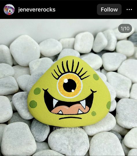 Rock Painting Monsters, Monster Rock Painting, Monster Rocks, Garden Rock Art, Diy Rock Art, Halloween Rocks, Stone Art Painting, Painted Rocks Kids, Painted Rocks Craft