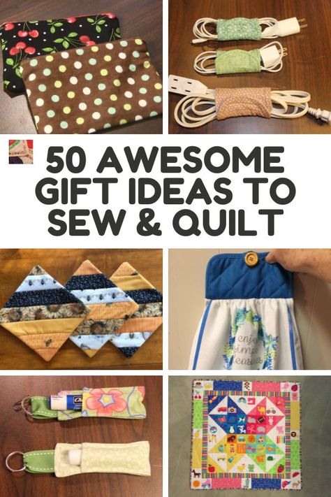 50 Awesome Gift Ideas to Sew and Quilt | Needlepointers.com Sew Holiday Gifts, Christmas Crafts Sewing Handmade Gifts, Easy Quilt Projects For Gifts, Best Selling Quilted Items, Uses For Old Quilts Ideas, Sew Stocking Stuffers, Small Christmas Gifts To Sew, Quilting Projects To Sell, Patchwork Gifts To Make