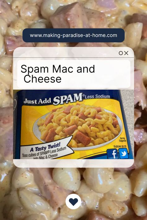 https://making-paradise-at-home.com/spam-mac-and-cheese/ Looking for a fun and delicious way to spice up your go-to mac and cheese recipe? This mouth-watering twist on your favorite comfort food is packed with savory goodness and will leave you craving more. Read on to discover how you can elevate your mac and cheese game with this delectable dish. #EasyWeekdayDinner #SpamMacandCheese #CheesyGoodness #FriedSpam #makingparadiseathome Spam And Mac And Cheese Recipe, Spam Mac And Cheese, Fried Spam, Easy Weekday Dinners, Cheese Game, Canned Meat, Inexpensive Meals, Weekday Meals, Mac And Cheese Recipe