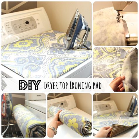 For those of you with limited space, or you know someone who is living in a small apartment, this DIY Dryertop Ironing Pad is just the thing you need for your home or to give as a gift! Dryer Cover, Sewing Area, Cabinet Liner, Ironing Pad, Tiny Laundry Rooms, Ironing Board Cover, Ironing Boards, Mini Iron, Simple Sewing