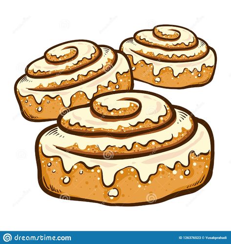 Hand Drawn Cinnamon Roll Buns Stock Vector - Illustration of background, yummy: 126376523 Cute Buns, Marker Paper, Sticky Buns, Diy Watercolor Painting, Cute Animal Drawings Kawaii, Cinnamon Buns, Food Drawing, Creative Drawing, Hand Drawing