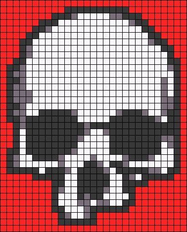 Alpha Pattern Naruto, Skull Pixel Art Grid, Horror Grid Pattern, Horror Pixel Art Grid, Scary Pixel Art, Pixel Art Templates Pattern, Creepy Pixel Art, Gothic Pixel Art, Pixel Art Skull