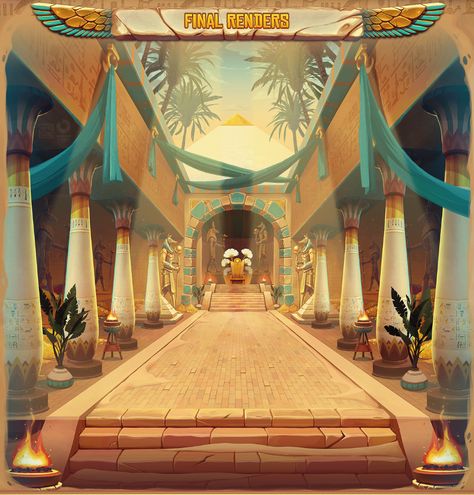 Ramesses Rumble on Behance Ancient Egypt Aesthetic, Egypt Games, Egyptian Theme, Ancient Egyptian Architecture, Egypt Concept Art, Anime Egyptian, Casa Anime, Ancient Egyptian Goddess, Egyptian Temple