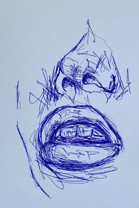 Ballpen Sketch Easy, Ballpen Drawing Easy, Blue Pen Doodles, Blue Pen Drawing Easy, Blue Pen Sketches, Easy Pen Sketches, Pen Sketches Simple, Blue Pen Drawing, Ballpen Sketch