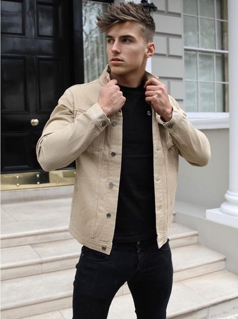 Mens > Denim > The Idaho - Blakely Clothing #menstyle #menfashion #style #fashion Fabian Penje, Jean Jacket Outfits Men, Tan Denim Jacket, Hoodies Outfit, Jean Beige, Stylish Shirts Men, Smart Casual Menswear, Mens Casual Outfits Summer, Stylish Men Casual