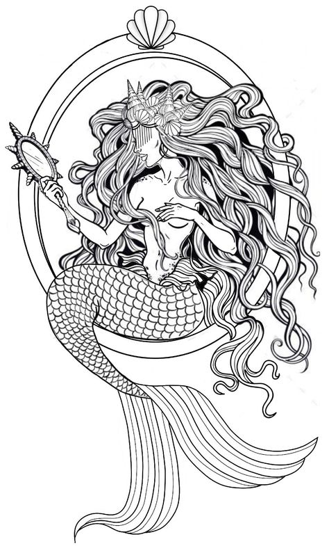 coloringpagesonly #colorign #mermaidoutfits ariel mermaid #coloringpages #creativecolouringpage #coloringpagetime Yemaya Tattoo Ideas, Yemaya Tattoo, Virgo Tattoo Designs, Mermaid Tattoo Designs, Boho Tattoos, Sea Tattoo, Ariel Mermaid, Nautical Tattoo, Tatuaje A Color