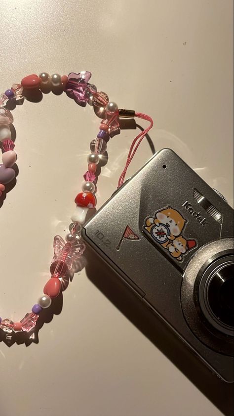 Camera strap Camera Beads Strap, Diy Camera Wrist Strap, Digital Camera Charm Strap, Camera Strap Aesthetic, Beaded Camera Strap, Camera Strap Diy, Diy Camera Strap, Digi Camera, Bestie Christmas